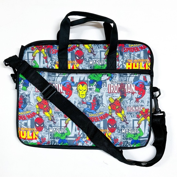 Marvel Avengers Tablet Case Crossbody Travel Bag Allover Retro Comic Print - Picture 1 of 3